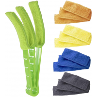 Window Blind Cleaner Duster Brush with 5 Microfiber Sleeves - Blind Cleaner Tools for Window Shutters Blind Air Conditioner